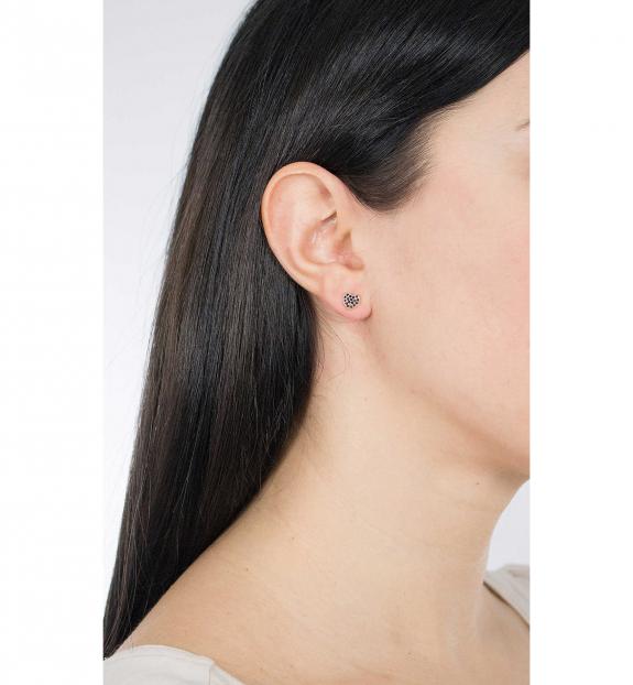 COCCOLE LUXURY Boucles d'oreilles en argent rose et zircons noirs Rose - Boucles d'oreilles