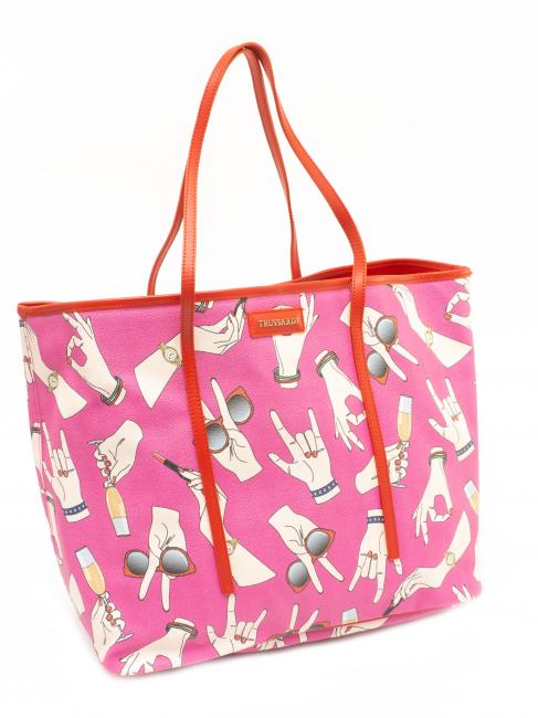 Shopping bag maxi con stampa all over  Fuchsia - Sacs pour Femme