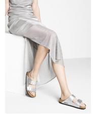 BIRKENSTOCK ARIZONA BIRKO-FLOR Sandale pantoufle argent - Chaussures Femme - 7