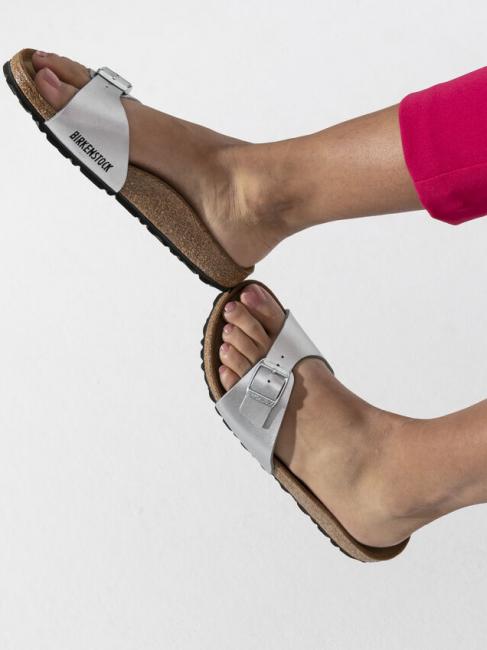 MADRID BIRKO FLOR Sandale pantoufle argent - Chaussures Femme