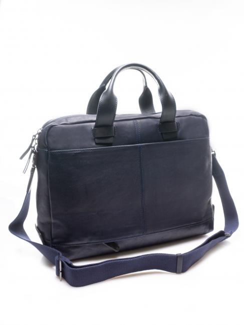 CAMPIONARIO - PYRAMID Mallette en cuir, support pc 15" bleu - Porte Documents Travail