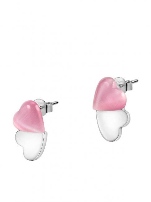 CUORE Boucles d'oreilles en argent avec oeil de chat rose / blanc - Boucles d'oreilles