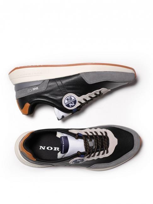 RW-02 Basket en cuir gris-noir - Chaussures Homme