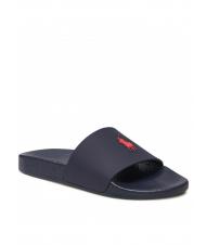 RALPH LAUREN POLO SLIDE Chaussons marine / pp rouge - Chaussures Homme - 2