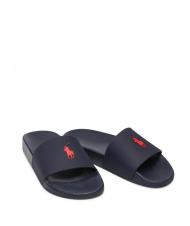 RALPH LAUREN POLO SLIDE Chaussons marine / pp rouge - Chaussures Homme - 4