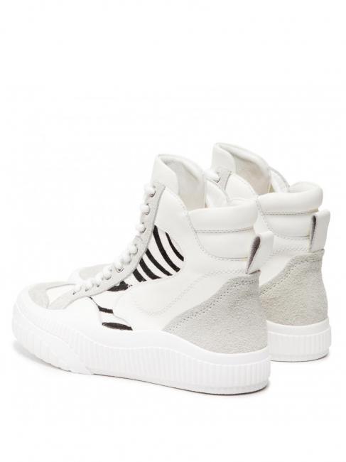 Sneaker alta in pelle con inserti zebrati  z&egrave;bre blanc / poilu - Chaussures Femme
