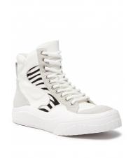 TWINSET Sneaker alta in pelle con inserti zebrati  z&egrave;bre blanc / poilu - Chaussures Femme - 3