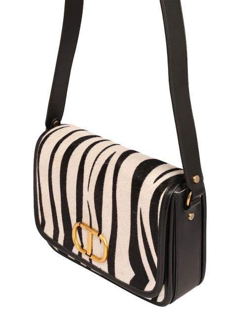Borsa a tracolla in pelle stampa zebra  z&egrave;bre poilu neige / noir - Sacs pour Femme