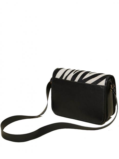 Borsa a tracolla in pelle stampa zebra  z&egrave;bre poilu neige / noir - Sacs pour Femme