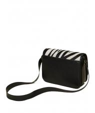 TWINSET Borsa a tracolla in pelle stampa zebra  z&egrave;bre poilu neige / noir - Sacs pour Femme - 3