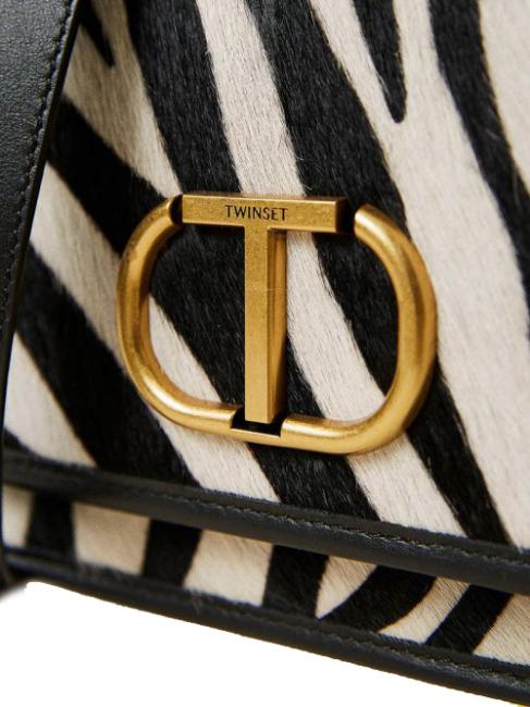 Borsa a tracolla in pelle stampa zebra  z&egrave;bre poilu neige / noir - Sacs pour Femme