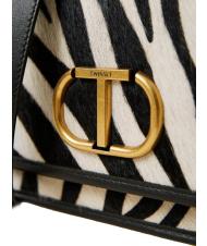 TWINSET Borsa a tracolla in pelle stampa zebra  z&egrave;bre poilu neige / noir - Sacs pour Femme - 4