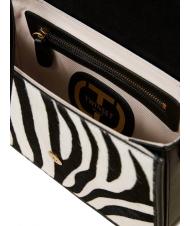 TWINSET Borsa a tracolla in pelle stampa zebra  z&egrave;bre poilu neige / noir - Sacs pour Femme - 5