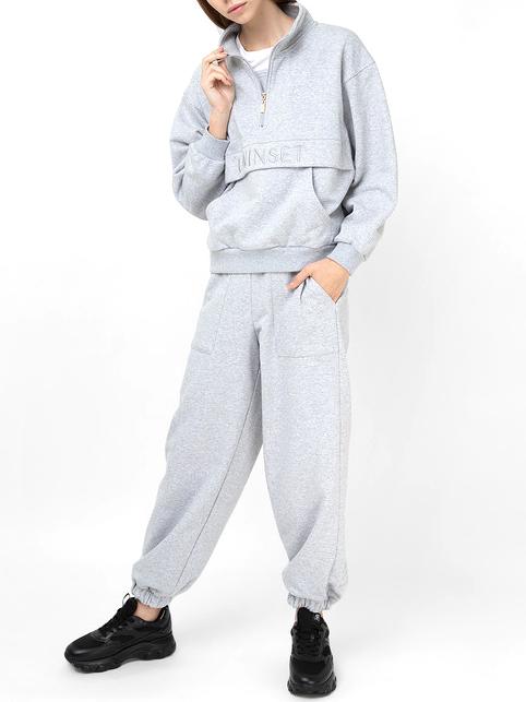 U&B  Sweat-shirt complet avec broderie et jogging gris chin&eacute; - Costumes de sport pour femmes