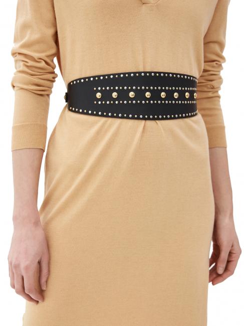 CINTURA ALTA En cuir, avec clous NOIR - Ceintures