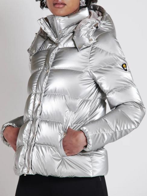 AFRA Doudoune &agrave; capuche amovible perle argent / gris argent - Doudounes femme