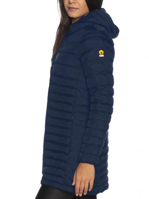 ANNAMARIE Doudoune longue &agrave; capuche ligre bleu - Doudounes femme