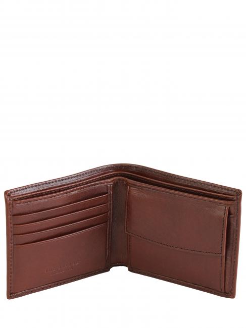 LORENZO Portefeuille en cuir avec porte-monnaie Marron / Palladium - Portefeuilles Homme