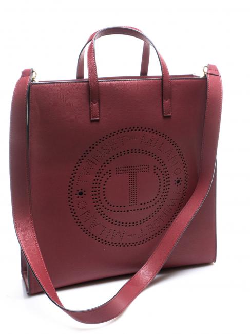 LOGO FORELLATO Sac shopping vertical avec bandouli&egrave;re framboise noire - Sacs pour Femme