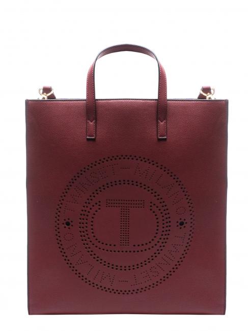 LOGO FORELLATO Sac shopping vertical avec bandouli&egrave;re framboise noire - Sacs pour Femme