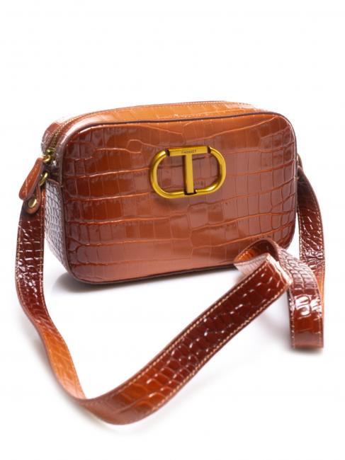 Mini bag a tracolla in pelle stampa coccodrillo  poudre de bronzage ombr&eacute; stcocco - Sacs pour Femme