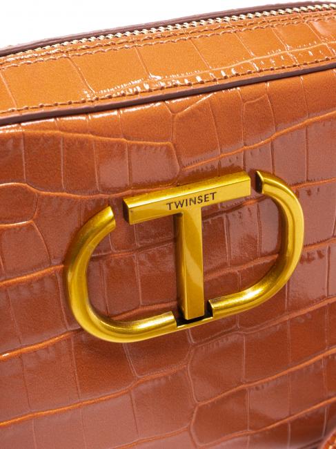 Mini bag a tracolla in pelle stampa coccodrillo  poudre de bronzage ombr&eacute; stcocco - Sacs pour Femme