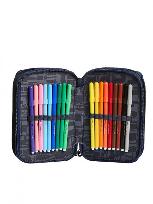 Astuccio 3 zip Kit avec tout pour l'&eacute;cole ! grillenuancesbleu - &Eacute;tuis et Accessoires