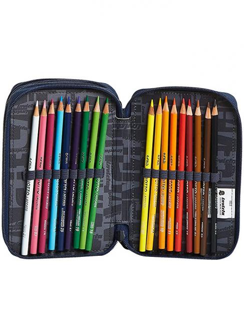 Astuccio 3 zip Kit avec tout pour l'&eacute;cole ! grillenuancesbleu - &Eacute;tuis et Accessoires