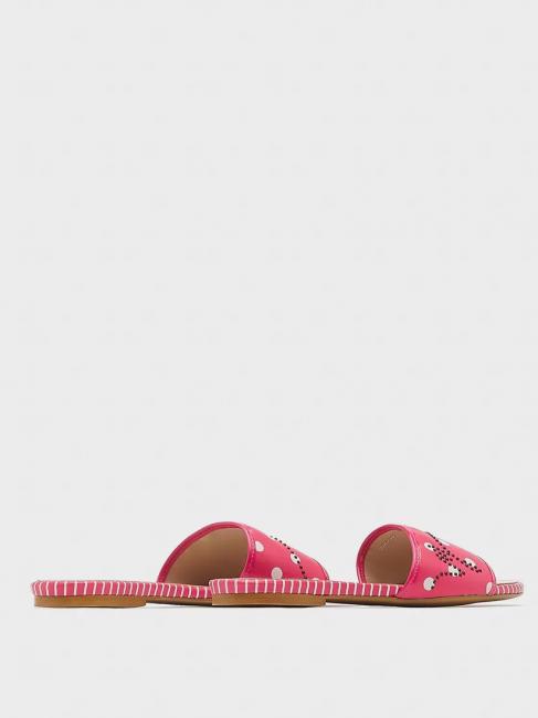 Ciabatta flat a pois  fushia / blanc - Chaussures Femme