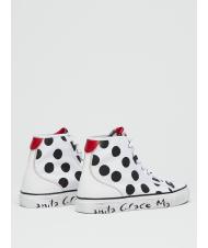 MANILA GRACE Sneaker high top a pois in canvas  blanc noir - Chaussures Femme - 3