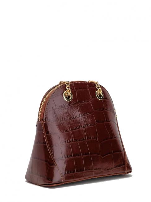 TIC-TAC Sac bandouli&egrave;re MIni en cuir imprim&eacute; crocodile rouge fonc&eacute; - Sacs pour Femme
