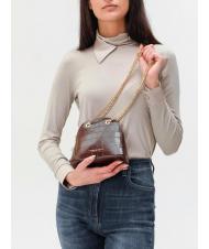 TOSCA BLU TIC-TAC Sac bandouli&egrave;re MIni en cuir imprim&eacute; crocodile rouge fonc&eacute; - Sacs pour Femme - 3