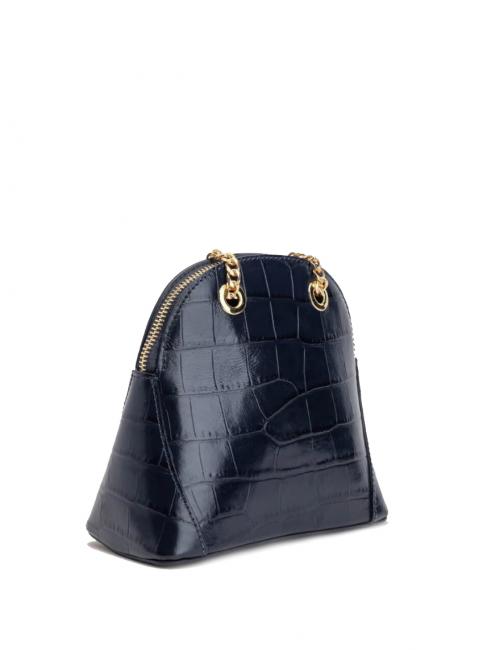 TIC-TAC Sac bandouli&egrave;re MIni en cuir imprim&eacute; crocodile bleu - Sacs pour Femme