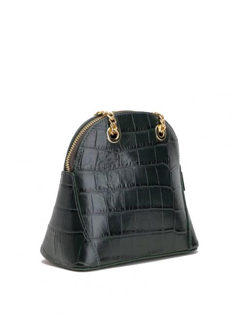 TIC-TAC Sac bandouli&egrave;re MIni en cuir imprim&eacute; crocodile vert - Sacs pour Femme