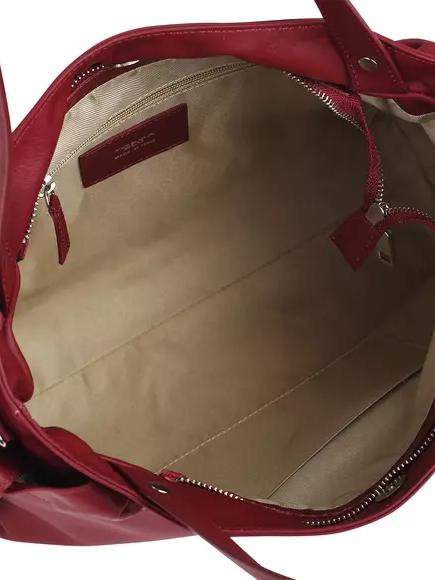 SOTTOBOSCO Sac &agrave; bandouli&egrave;re en cuir avec bandouli&egrave;re rouge fonc&eacute; - Sacs pour Femme