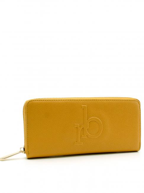 AGATA Grand portefeuille zipp&eacute; Jaune - Portefeuilles Femme