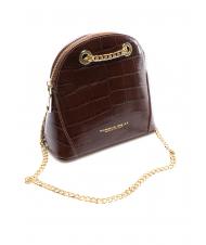 TOSCA BLU TIC-TAC Sac bandouli&egrave;re MIni en cuir imprim&eacute; crocodile MARRON - Sacs pour Femme - 2