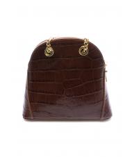 TOSCA BLU TIC-TAC Sac bandouli&egrave;re MIni en cuir imprim&eacute; crocodile MARRON - Sacs pour Femme - 4