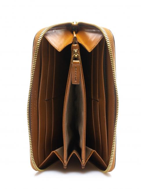 PANZANI Porte-feuille en cuire cognac noir abb. or - Portefeuilles Femme