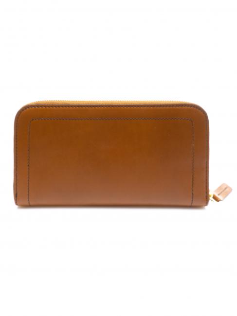 PANZANI Porte-feuille en cuire cognac noir abb. or - Portefeuilles Femme