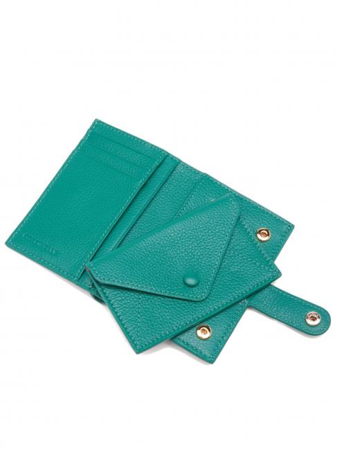 EASY POCKET Portefeuille en cuir textur&eacute; herbe verte - Portefeuilles Femme