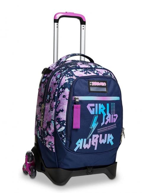 DRAWINGPIN GIRL JACK Sac &agrave; dos avec trolley d&eacute;tachable, triple roulettes Bluedeep - Sacs &agrave; dos &agrave; roulettes