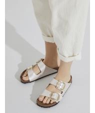 BIRKENSTOCK ARIZONA BIG BUCKLE Sandale pantoufle blanc nacr&eacute; gracieux - Chaussures Femme - 7