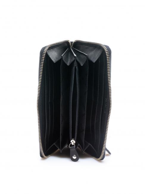 ATTACK LADY Grand portefeuille en cuir zipp&eacute; NOIR - Portefeuilles Femme