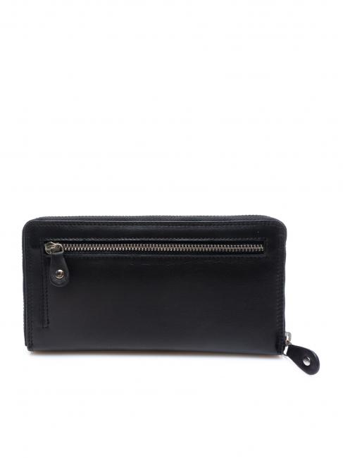 ATTACK LADY Grand portefeuille en cuir zipp&eacute; NOIR - Portefeuilles Femme