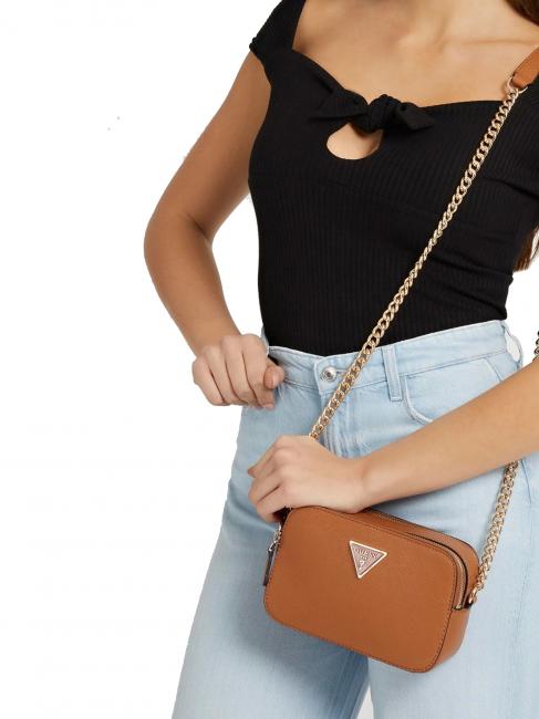 NOELLE Mini sac photo avec bandouli&egrave;re cognac l&eacute;ger - Sacs pour Femme