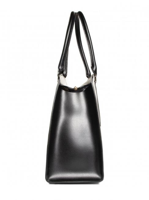 DORIS L Cabas en cuir de veau souple double avion Noir - Sacs pour Femme