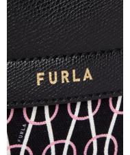 FURLA PIPER Sac à dos en cuir et toile imprimé chaîne noir + talc + rose clair - Sacs pour Femme - 3