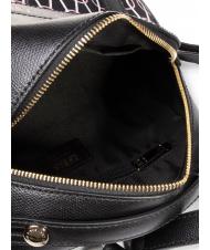 FURLA PIPER Sac à dos en cuir et toile imprimé chaîne noir + talc + rose clair - Sacs pour Femme - 5