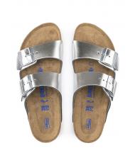 BIRKENSTOCK ARIZONA Sandale chausson en cuir argent m&eacute;tallique - Chaussures Femme - 3